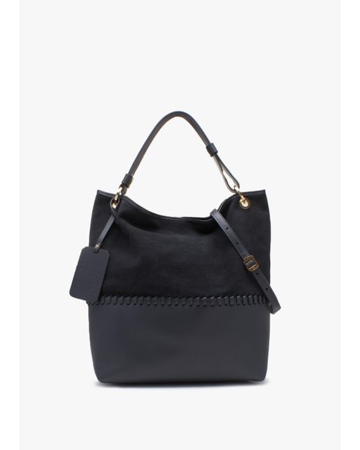 Daniel Black Christian Villa Grey Leather & Suede Slouchy Hobo Bag