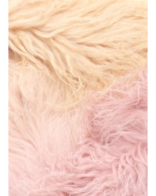 Charlotte Simone Pink Ombre Shaggy Mongolian Lambswool Scarf