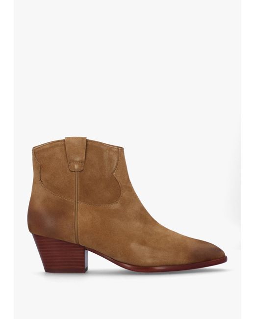 Ash Brown Fame Antilope Suede Western Ankle Boots