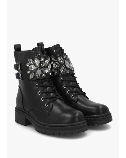 Moda In Pelle Black Oxaria Embellished Biker Boots