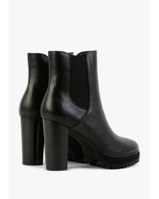 Daniel Slock Black Leather Block Heel Chelsea Boots