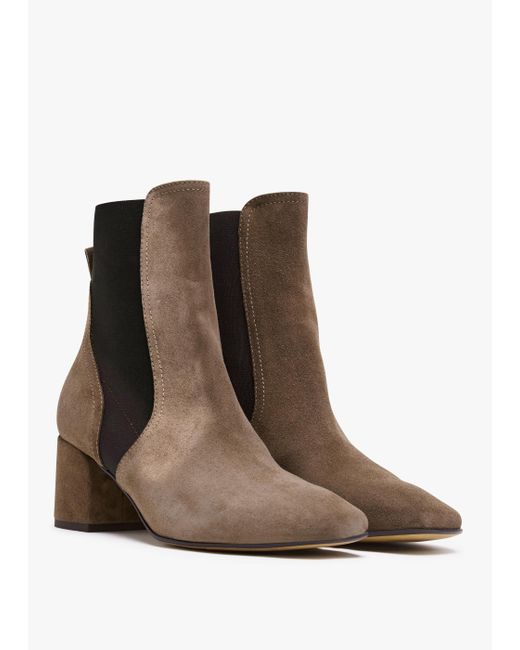Daniel Brown Lancey Taupe Suede Block Heel Ankle Boots