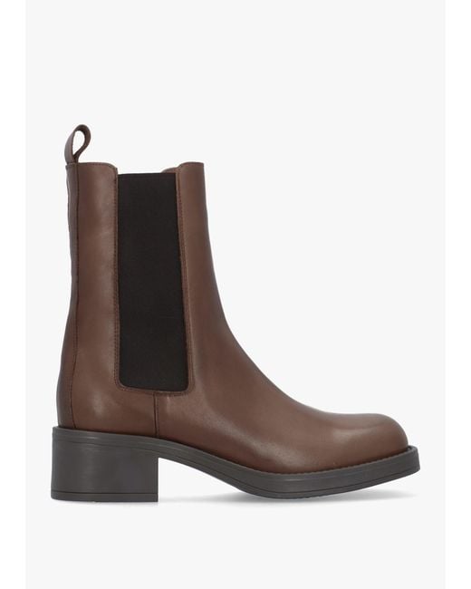 Daniel Brown Light Curved Square Toe Block Heel Chelsea Boots