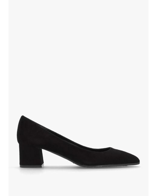 Luca Grossi Black Suede Pointed Toe Block Heel Court Shoes