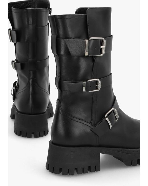 Daniel Niker Black Leather Tall Biker Boots