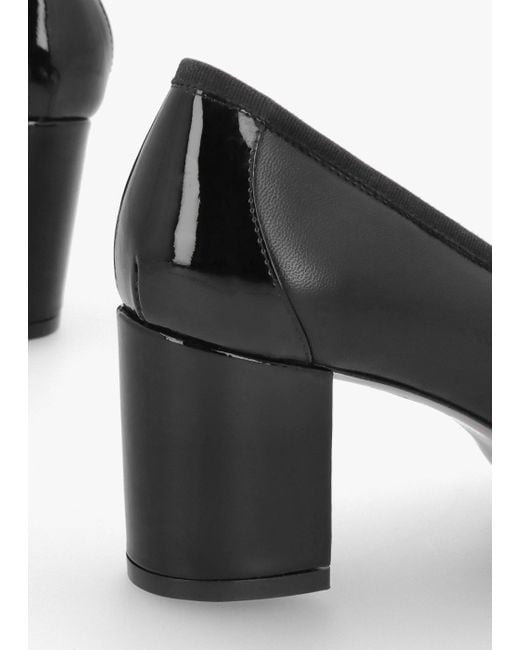 Daniel Paige Black Leather Block Heel Court Shoes