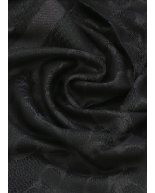 COACH Black Bias Signature C Wool Mix Oblong Scarf