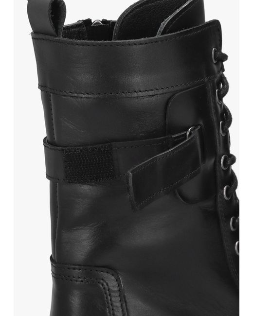 Daniel Idris Black Leather Ankle Strap Biker Boots