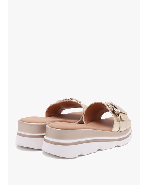Daniel White Recrys Gold Leather Embellished Flat Mules