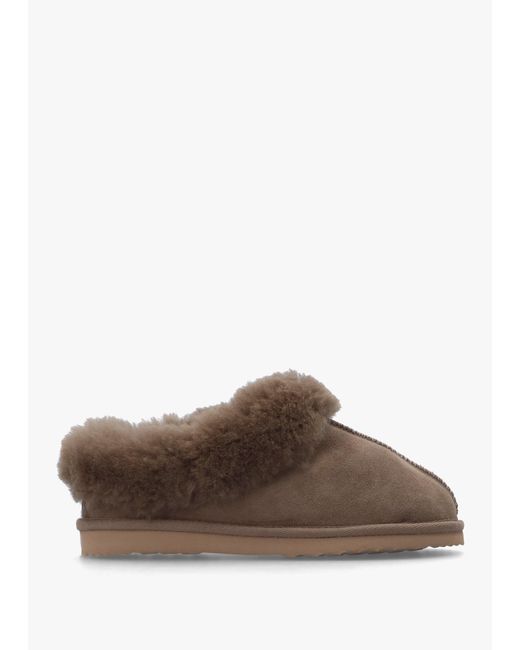 Daniel Brown Somolly Taupe Suede Shearling Slippers
