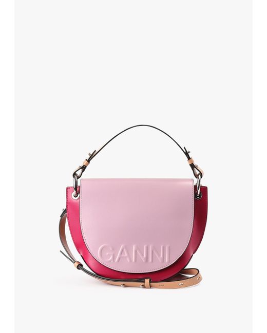Ganni Pink Banner Saddle Colorblock Multicoloured Crossbody Bag