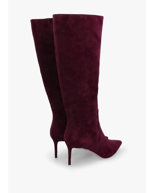 Daniel Red Saffia Burgundy Suede Slim Heel Knee Boots