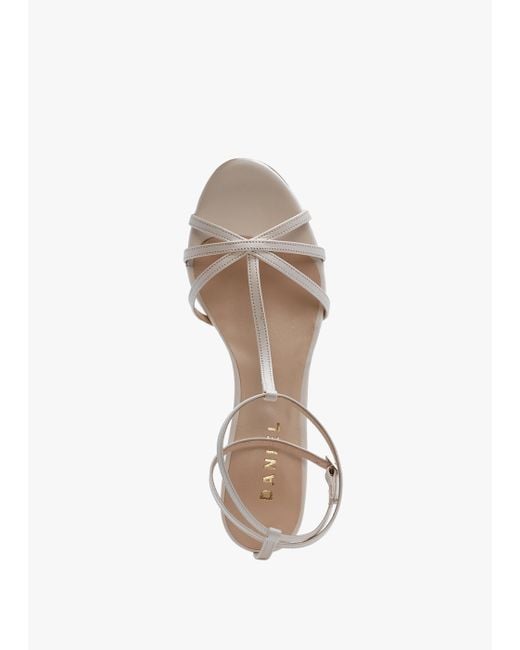 Daniel Metallic Alina White Leather Strappy Kitten Heel Sandals