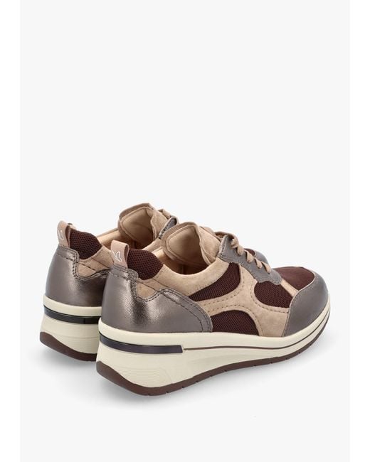 Caprice Brown Multicoloured Leather & Mesh Trainers