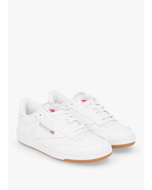 Reebok Women's Club C 85 White Light Grey Gum Leather Tennis Trainers