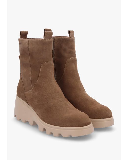 Wonders Brown Leeds Taupe Suede Wedge Ankle Boots