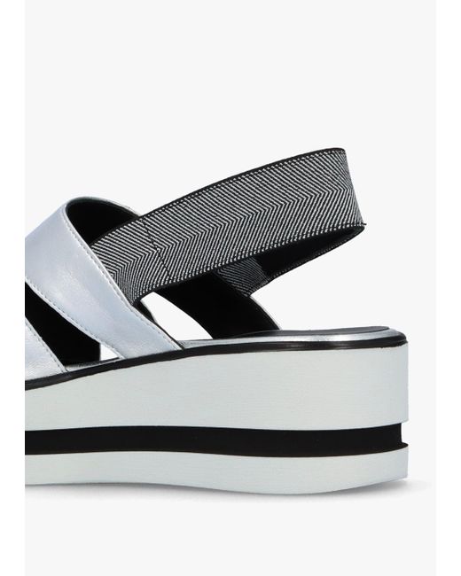 Daniel White Slinger Silver Leather Low Wedge Sandals