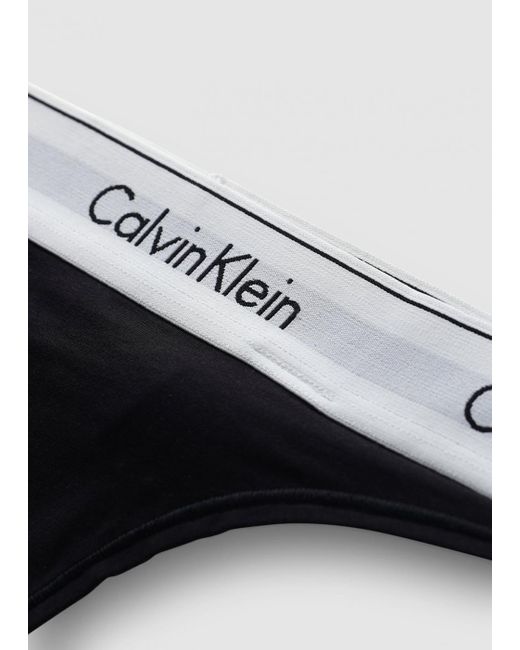 Calvin Klein Black Ck Underwear Modern Cotton Mid Rise Thong