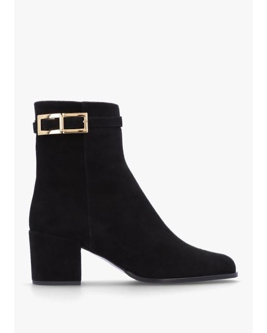 Daniel Pearl Black Suede Block Heel Ankle Boots