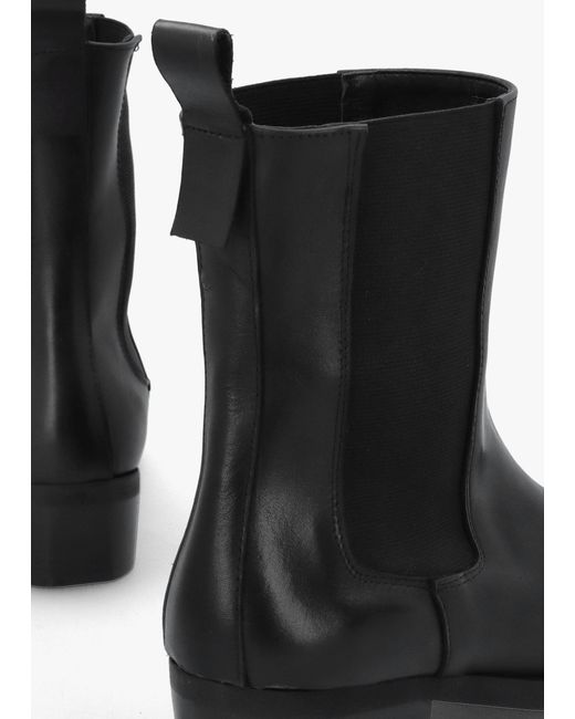 Daniel Black Square Toe Stacked Heel Chelsea Boots