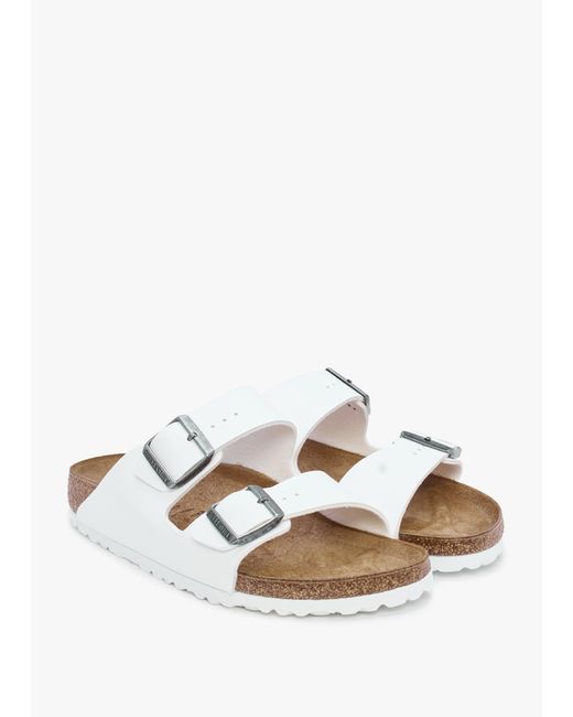Birkenstock White Arizona Birko-Flor Two Bar Mules