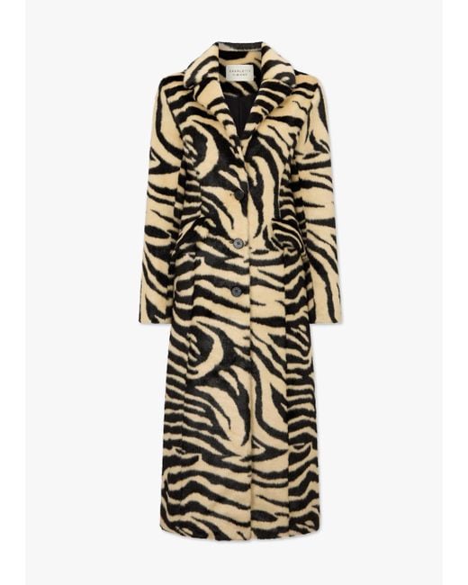 Charlotte Simone Nora Zebra Print Faux Fur Longline Coat in Charlotte Simone Nora Zebra Print Faux Fur Longline Coat in