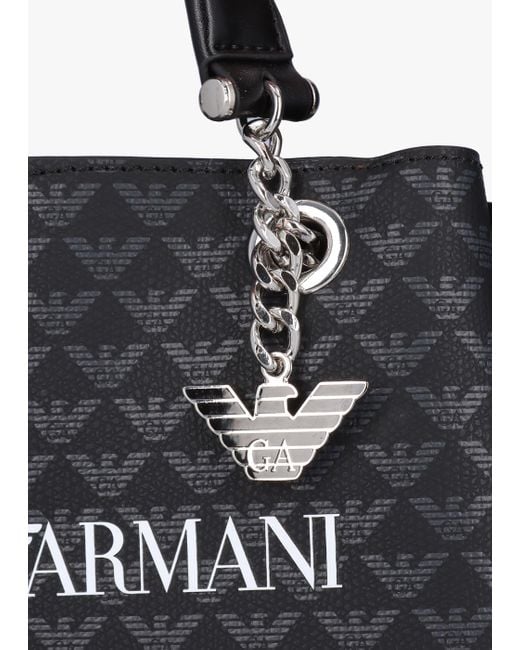 Emporio Armani Blue Medium Eagle Logo Black Tote Bag