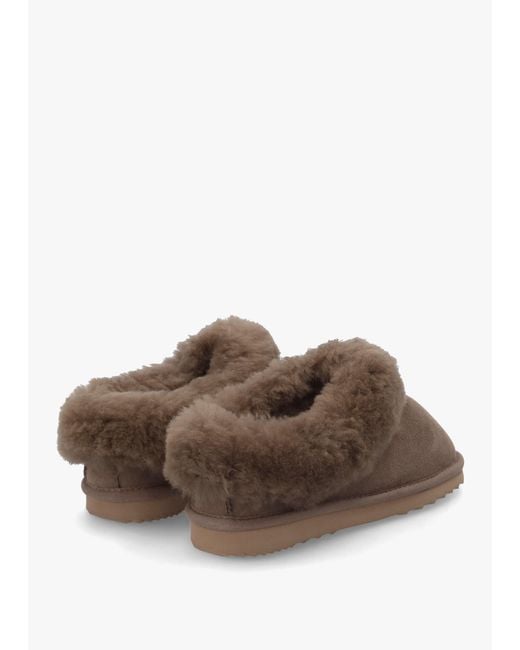 Daniel Brown Somolly Taupe Suede Shearling Slippers