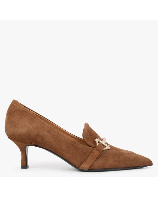 Daniel Nobuck Tan Suede Kitten Heel Court Shoes In Brown Lyst Uk 9866