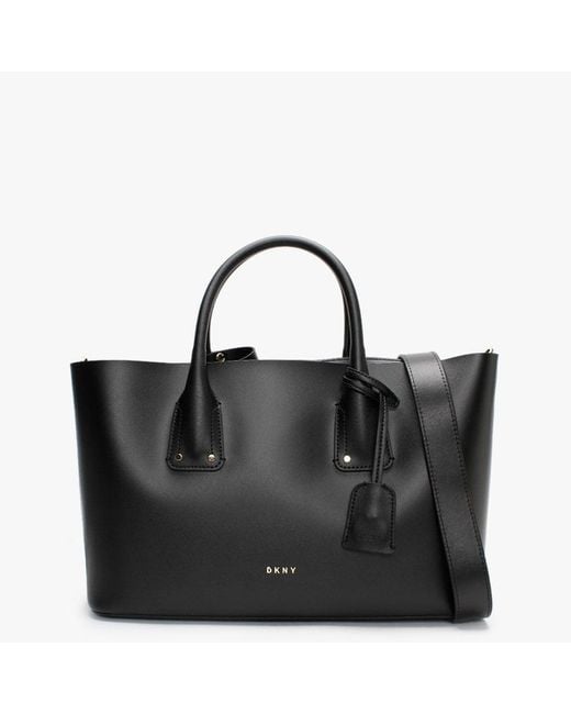 DKNY Megan East West Black Leather Tote Bag