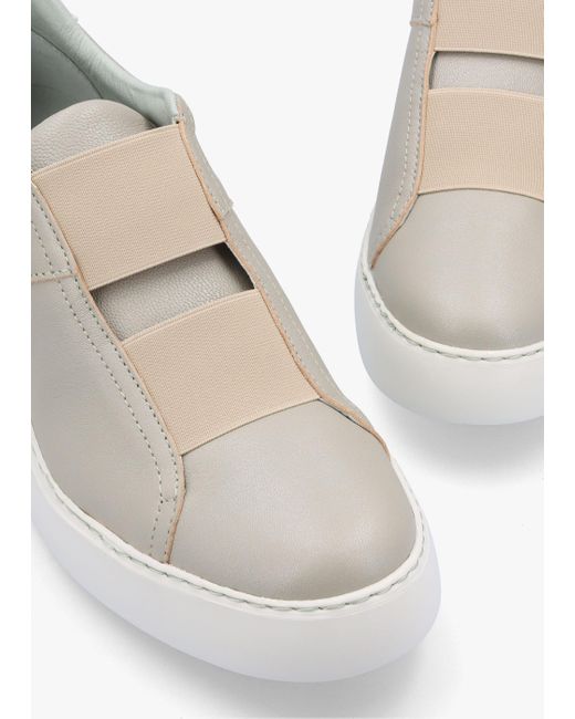 Fly London White Dito Silver Leather Wedge Trainers