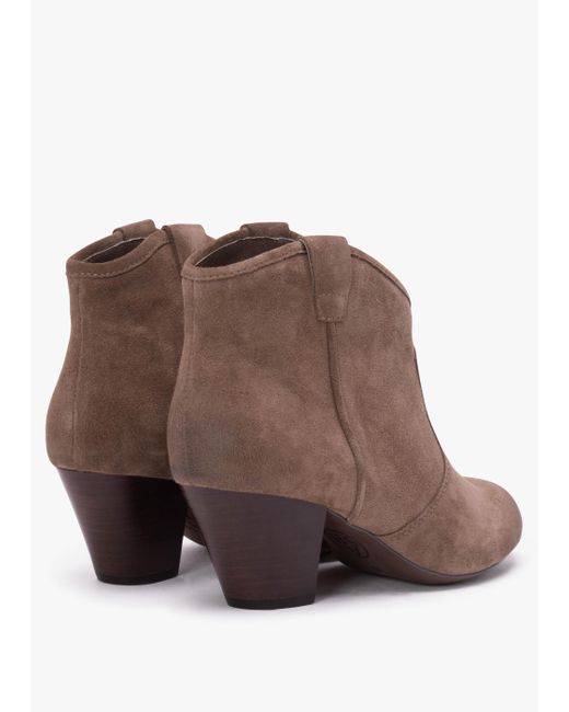 Ash Brown Jalouse Taupe Suede Western Ankle Boots