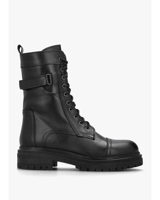 Daniel Idris Black Leather Ankle Strap Biker Boots