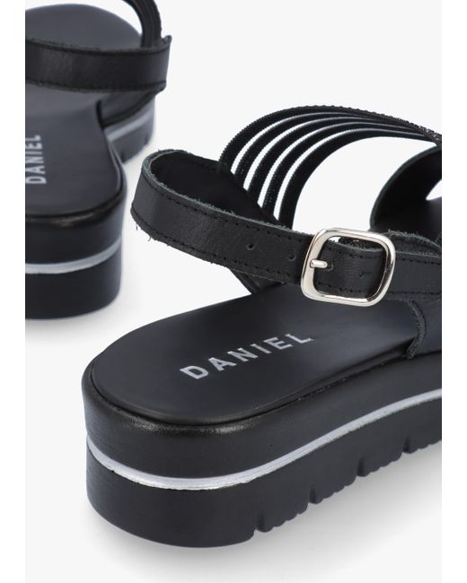 Daniel White Lozzie Two Strap Embellished Low Wedge Sandals Leather
