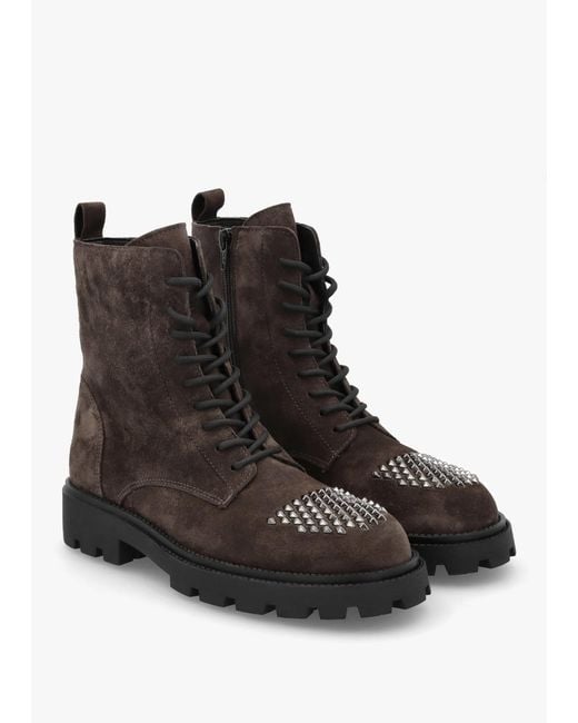 Alpe Abode Brown Suede Embellished Ankle Boots