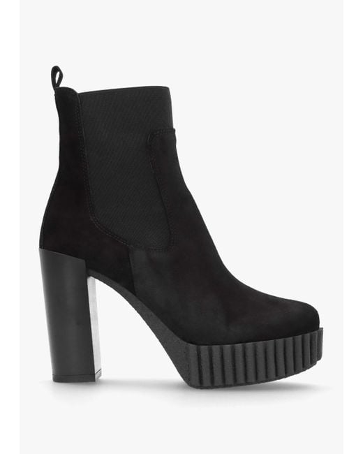 Alpe Ablush Black Suede Platform High Heel Ankle Boots