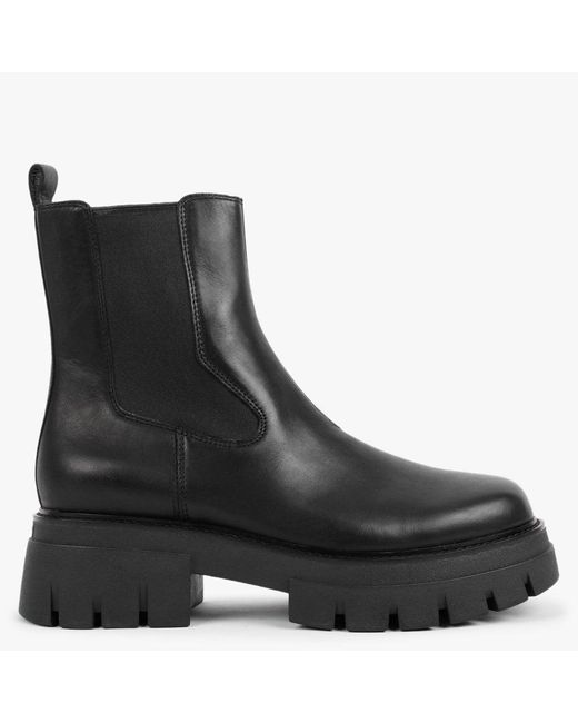 Ash Lenny Black Leather Chunky Chelsea Boots - Lyst