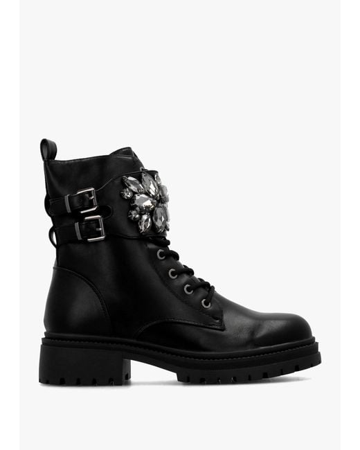 Moda In Pelle Black Oxaria Embellished Biker Boots