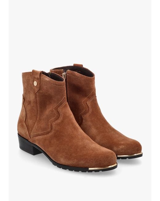 Caprice Brown Western Ankle Boots