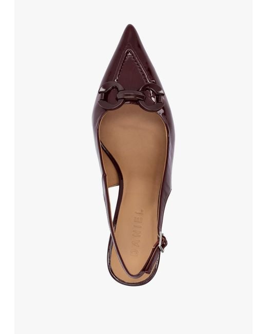 Daniel Brown Eppie Burgundy Patent Leather Mid Heel Sling Back Shoes