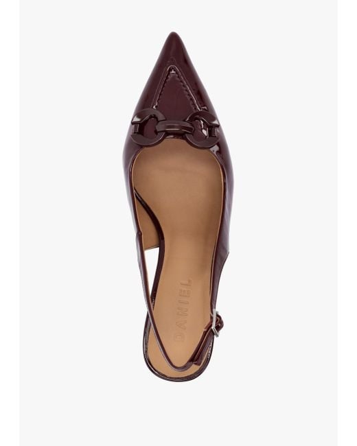 Daniel Brown Eppie Burgundy Patent Leather Mid Heel Sling Back Shoes