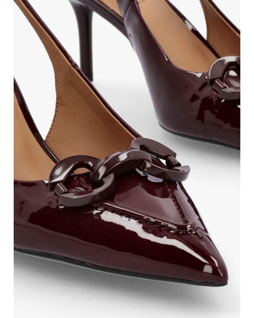 Daniel Brown Eppie Burgundy Patent Leather Mid Heel Sling Back Shoes