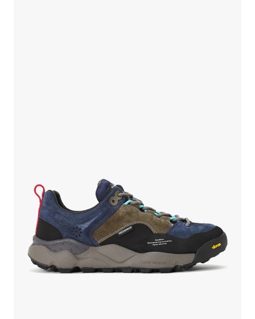 Flower Mountain Blue X Barbour Men's Back Country Navy & Olive Trainers for men