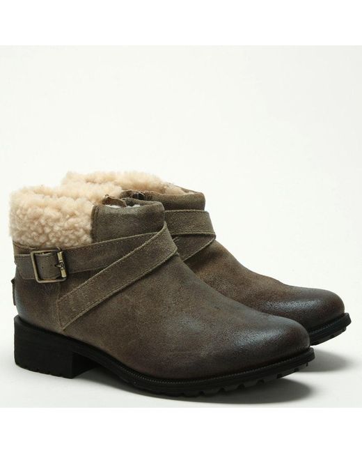 UGG Benson Dove Leather Ankle Boots in Khaki Leather (Green) - Lyst