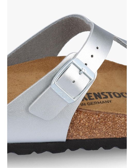 Birkenstock White Gizeh Silver Birko-flor Sandals