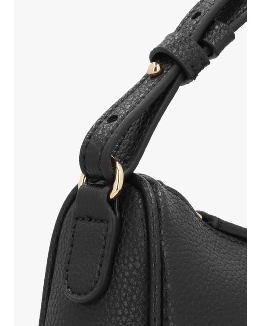Emporio Armani Lilly Black Silver Pebbled Baguette Bag