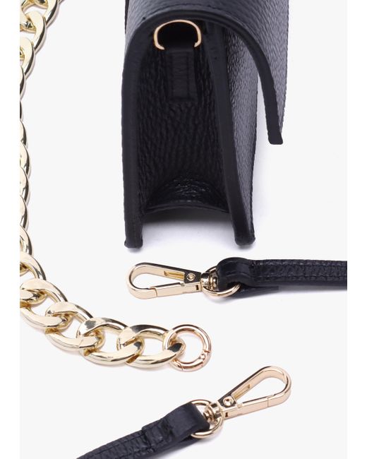 Daniel Blue Lara Black Leather Chain Strap Bag