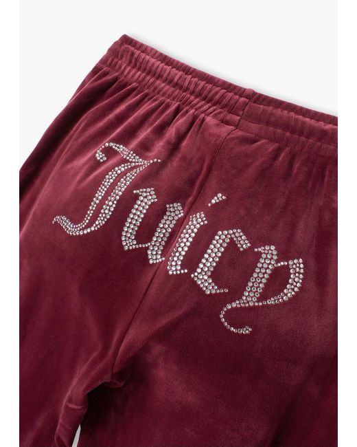 Juicy Couture Red Tina Tawny Port Velour Diamante Track Pants
