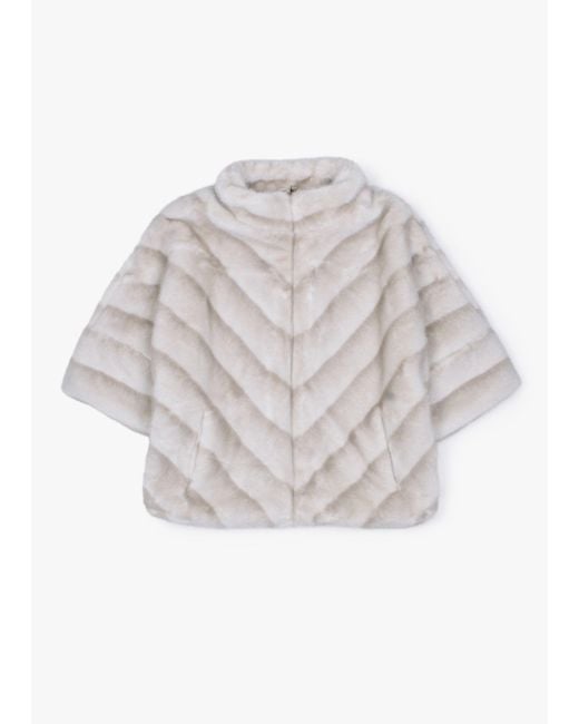 Daniel Multicolor Shaded Stripe Short Sleeve Faux Fur Jacket