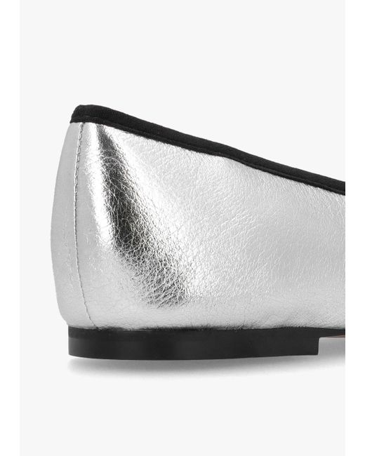 Daniel White Iball Silver Leather Patent Toe Cap Ballet Pumps
